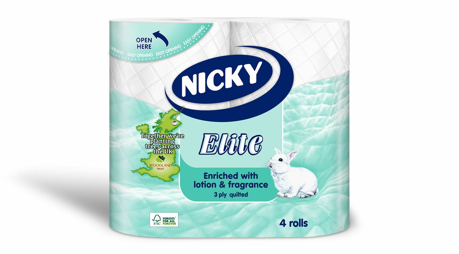 Nicky Elite 18 Toilet Rolls - Soft 3 Ply Quilted Talc Scent Tissues
