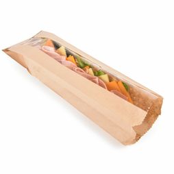 4" x 6" x 14" Kraft Biodegradable Brown Paper Film Front Bags