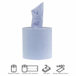 Jantex Centrefeed Blue Rolls 2-Ply 120m