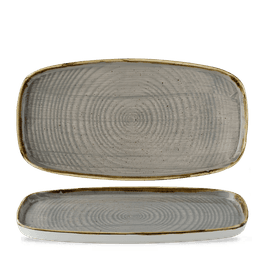 Churchill Stonecast Peppercorn Grey Chefs' Walled Oblong Plate 300mm