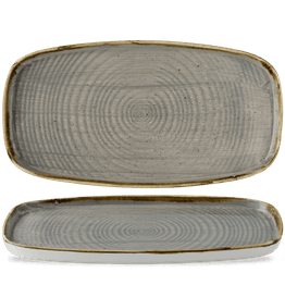 Churchill Stonecast Peppercorn Grey Chefs' Walled Oblong Plate 350mm