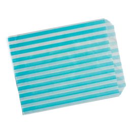 Stronghold Striped Aqua Blue Paper Bag 18 x 23 cm (7" x 9")