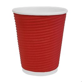 Fiesta Recyclable Coffee Cups Ripple Wall Red 225ml / 8oz