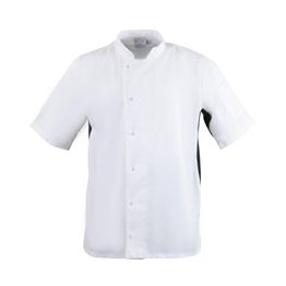 Whites Nevada Unisex Chefs Jacket Black &amp; White - Short Sleeve