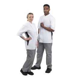 Whites Nevada Unisex Chefs Jacket Black &amp; White - Short Sleeve alternative