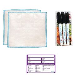 Puracycle Reusable Allergen Label Pack (20 Labels, 2 Cloths) + Free Pens