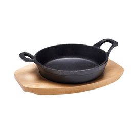 Cast Iron Sizzle Dish + Trivet Round 15cm