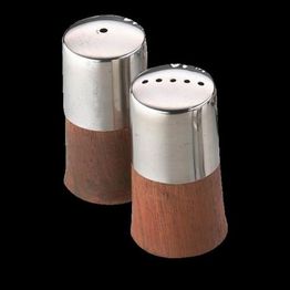 Salt and Pepper Condiment Set Wood Base 6cm