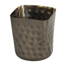 French Fry Cup With Square Mouth - Stainless Steel - Black Hammered Mirror Finish