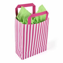 18cm x 23cm x 8cm Pink Striped Small Paper Carrier Bags