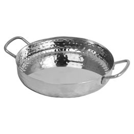 Mini Deep Pan With Handles - Hammered Stainless Steel - 18cm