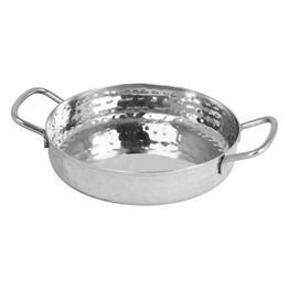 Mini Deep Pan With Handles - Hammered Stainless Steel - 15cm
