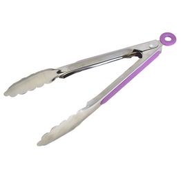 Tongs Stainless Steel Purple Handle 23cm 9in