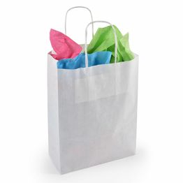 Accessory Twist Handle Paper Carrier Bags White 18cm x 24cm x 8cm