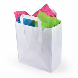 Large White Paper Carrier Bags Tape Handle 25cm x 30cm x 13.5cm