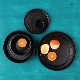Olympia Cavolo Flat Round Plates Textured Black 220mm alternative