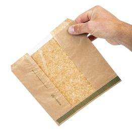 Vegware VNWB8.5 Compostable Kraft Sandwich Bags With PLA Window alternative