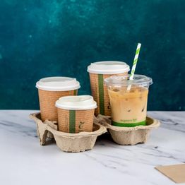 Vegware CR-04SP Moulded Pulp Fibre Splitable 4-Cup Carry Trays alternative