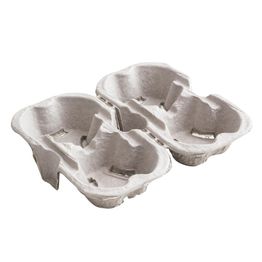Vegware CR-04SP Moulded Pulp Fibre Splitable 4-Cup Carry Trays