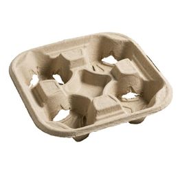 Moulded Pulp Fibre Four Cup Carrier