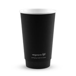 Vegware 16oz Double Wall Black Hot Cup, - VDW-B16