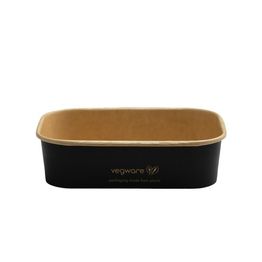 Vegware SBC-16 16oz/500ml Rectangular Black Paper Food Container