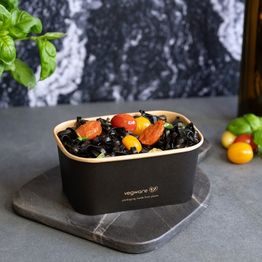 Vegware SBC-34 34oz/1000ml Rectangular Black Food Container alternative