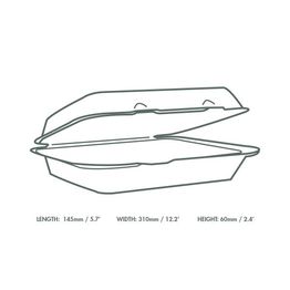 Vegware VB12NW 12 X 6in/310 X 145mm Nourish Moulded Fibre Clamshell alternative
