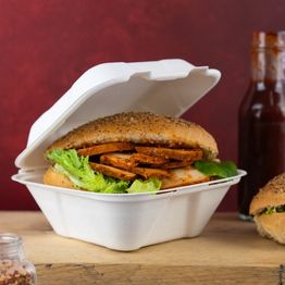 Vegware VW-BP7NW 7 X 7in/160 X 170 mm Nourish Moulded Fibre Clamshell alternative