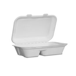 Vegware B002NW 9 X 6in/245 X 155mm 2-Comp Nourish Moulded Fibre Clamshell