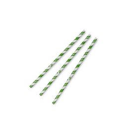 Vegware PS08-GSL Jumbo Green Stripe 8mm Paper Straw