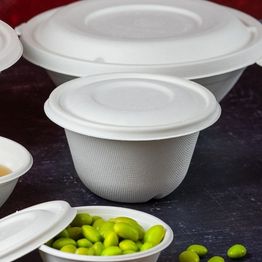 Vegware BL115F Nourish Moulded Fibre Bonnie Lid (Fits 8 &amp; 12oz) alternative