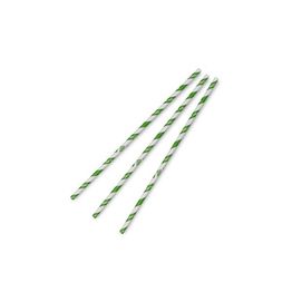 Vegware PS06-GS Standard Green Stripe 6mm Paper Straw
