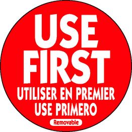 50mm Removable Use First Red Label (500)