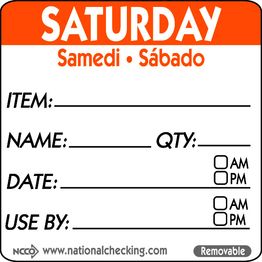 50mm Saturday Removable Day Label (500)