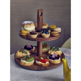 GenWare Acacia Wood Two Tier Cake Stand alternative