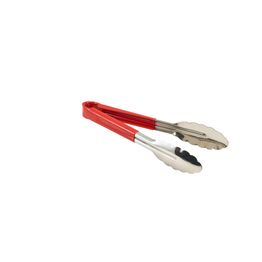 Genware Colour Coded Stainless Steel Tong 23cm Red