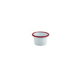 Enamel Ramekin White with Red Rim 7cm Dia 90ml/ 3.2oz