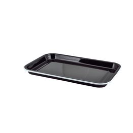 Enamel Serving Tray Black with White Rim 33.5x23.5x2.2cm
