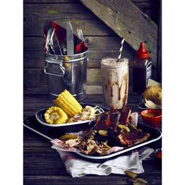 Enamel Serving Tray Black with White Rim 33.5x23.5x2.2cm alternative