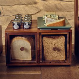 GenWare Acacia Wood Double Bread Box alternative