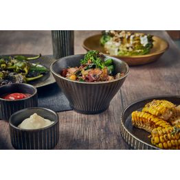 Terra Porcelain Black Fluted Conical Bowl 13cm alternative