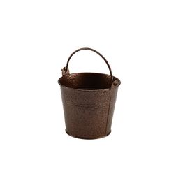 Galvanised Steel Hammered Serving Bucket 10cm Dia Copper