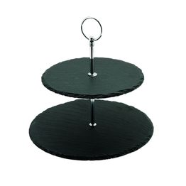 Genware Slate 2-Tier Cake Stand 20/25cm