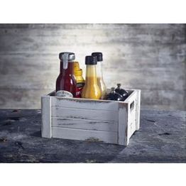 Genware White Wash Wooden Crate 22.8x16.5x11cm alternative