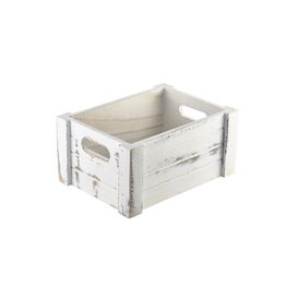 Genware White Wash Wooden Crate 22.8x16.5x11cm