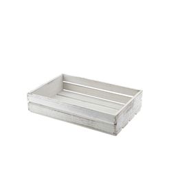 Genware White Wash Wooden Crate 35 x 23 x 8cm