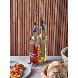 Square Glass Oil &amp; Vinegar With Chrome Stand alternative