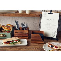 GenWare Acacia Wood 2 Compartment Cutlery Holder alternative