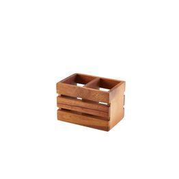 GenWare Acacia Wood 2 Compartment Cutlery Holder